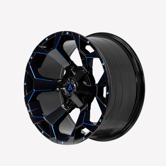 Armed Offroad Bomber Wheel - 20x10 6x135 / 6x139.7 Gloss Black w/ Blue Milled Spokes